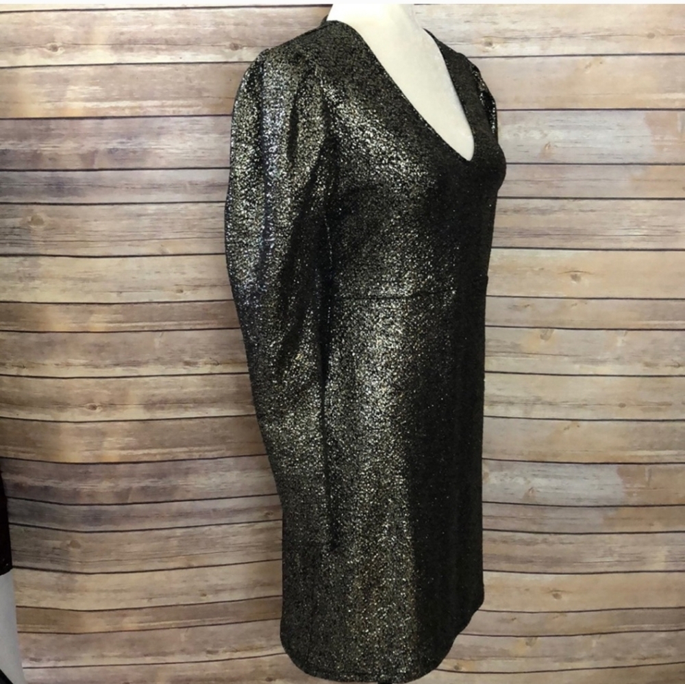 FREE PRESS Elegant Black Metallic Dress Size Medium - Picture 4 of 6